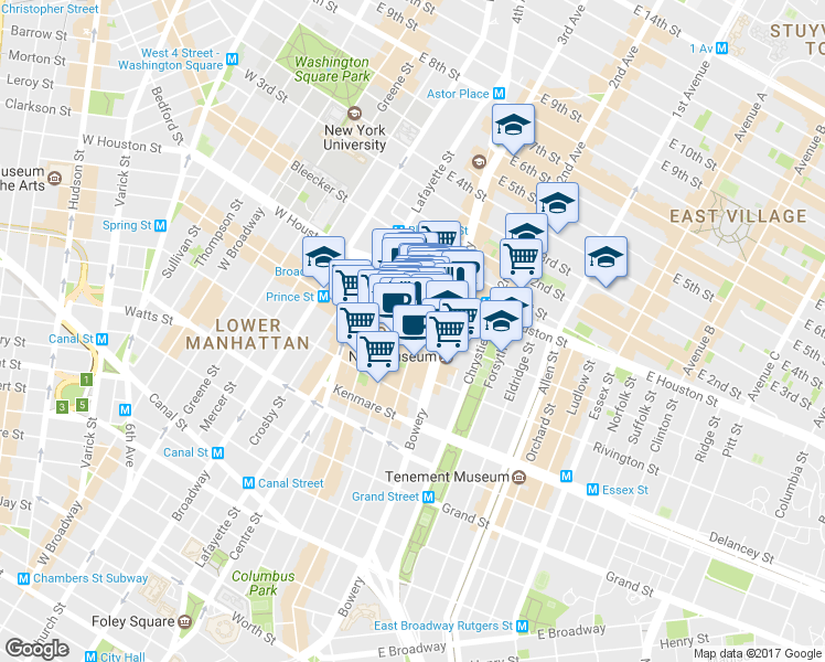 map of restaurants, bars, coffee shops, grocery stores, and more near 259 Elizabeth Street in New York