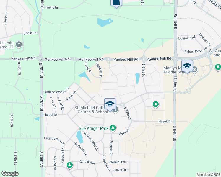 map of restaurants, bars, coffee shops, grocery stores, and more near 8760 South 78th Street in Lincoln