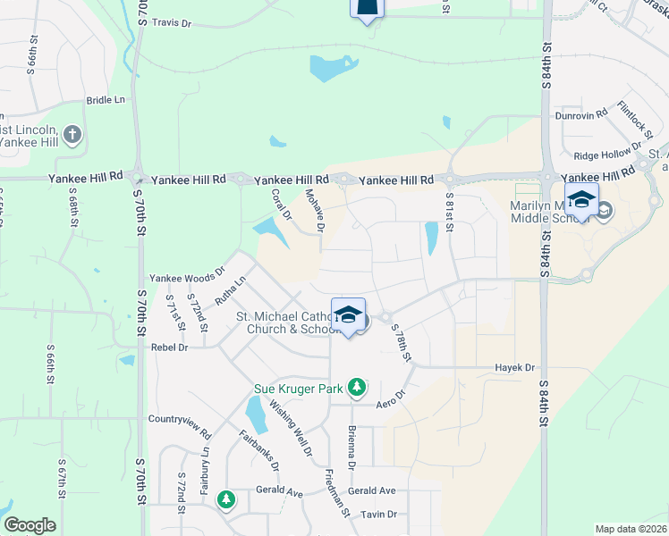 map of restaurants, bars, coffee shops, grocery stores, and more near 8700 Mohave Drive in Lincoln