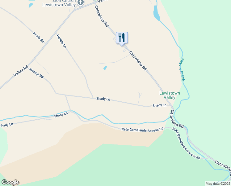 map of restaurants, bars, coffee shops, grocery stores, and more near 1293 Shady Lane in Tamaqua