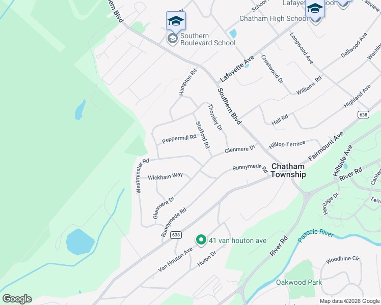 map of restaurants, bars, coffee shops, grocery stores, and more near 16 Westminster Road in Chatham Township