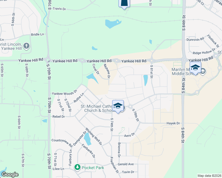 map of restaurants, bars, coffee shops, grocery stores, and more near 8700 Mohave Drive in Lincoln