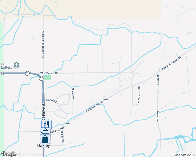 map of restaurants, bars, coffee shops, grocery stores, and more near 475 West North Bench Road in Oakley