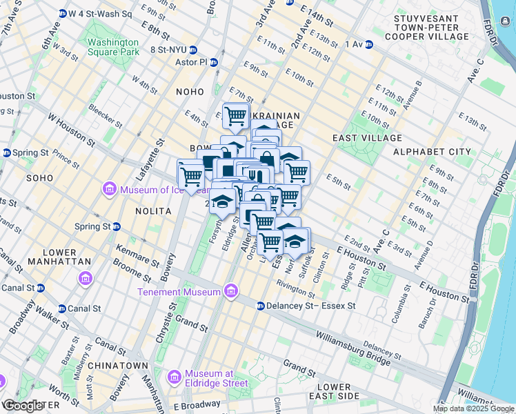 map of restaurants, bars, coffee shops, grocery stores, and more near in New York