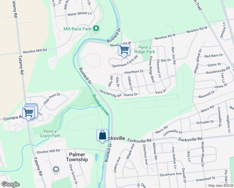 map of restaurants, bars, coffee shops, grocery stores, and more near 2206 Alex Road in Easton