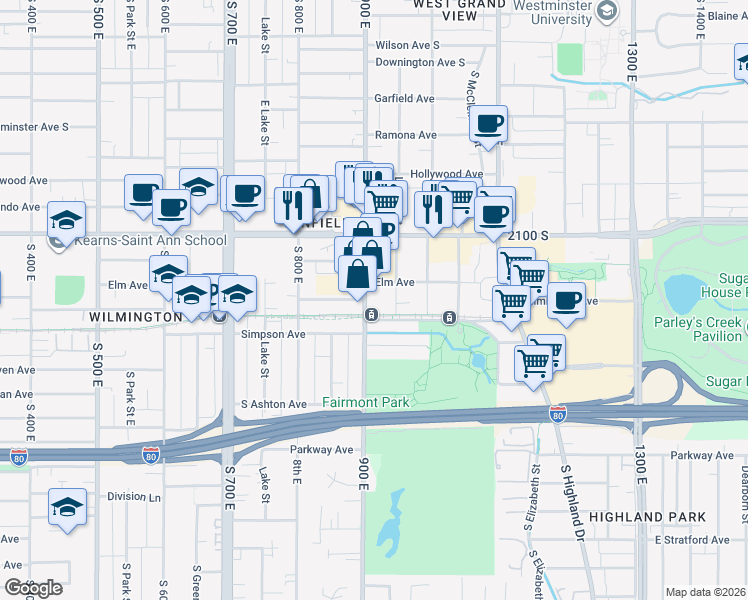 map of restaurants, bars, coffee shops, grocery stores, and more near in Salt Lake City