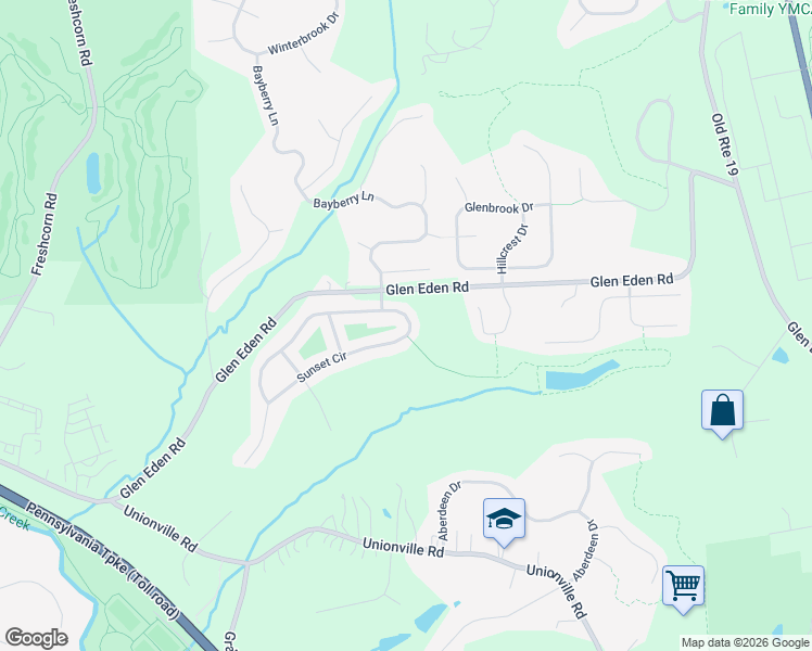 map of restaurants, bars, coffee shops, grocery stores, and more near 616 Sunset Circle in Cranberry Township