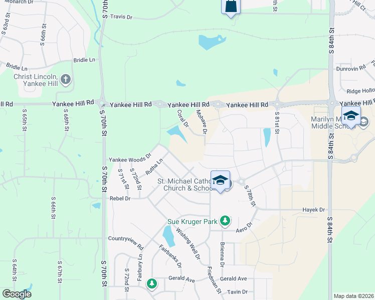 map of restaurants, bars, coffee shops, grocery stores, and more near 8801 Mohave Drive in Lincoln