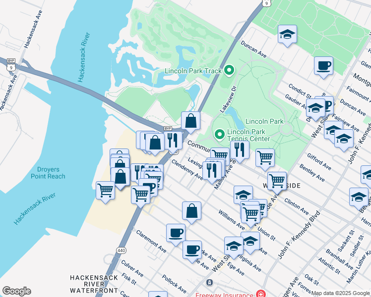 map of restaurants, bars, coffee shops, grocery stores, and more near 29 Marcy Avenue in Jersey City