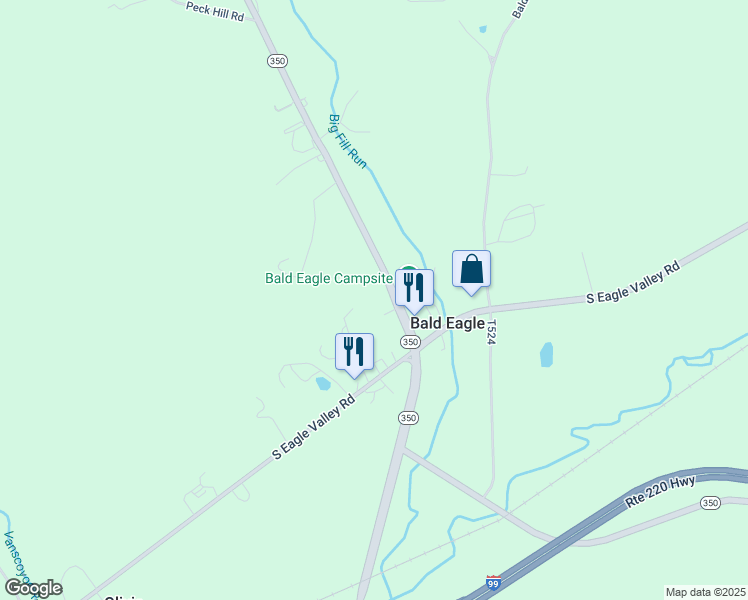 map of restaurants, bars, coffee shops, grocery stores, and more near 13524 South Eagle Valley Road in Tyrone