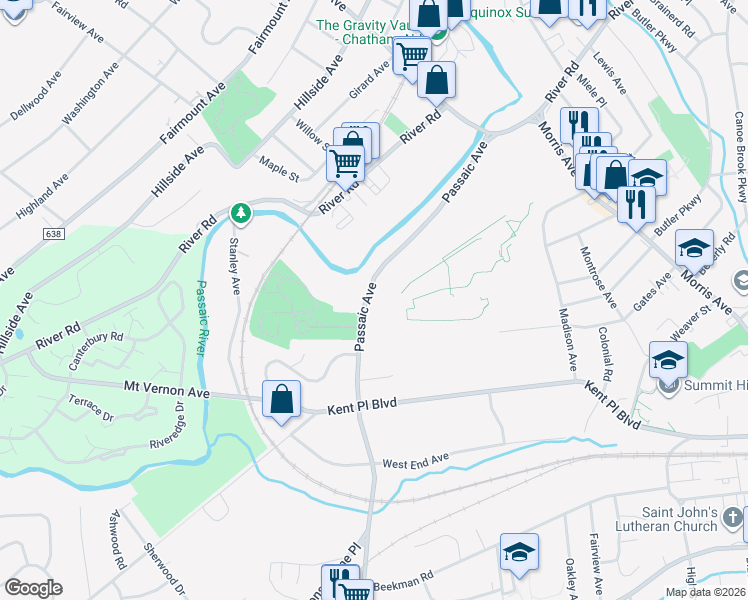 map of restaurants, bars, coffee shops, grocery stores, and more near 143 Passaic Avenue in Summit