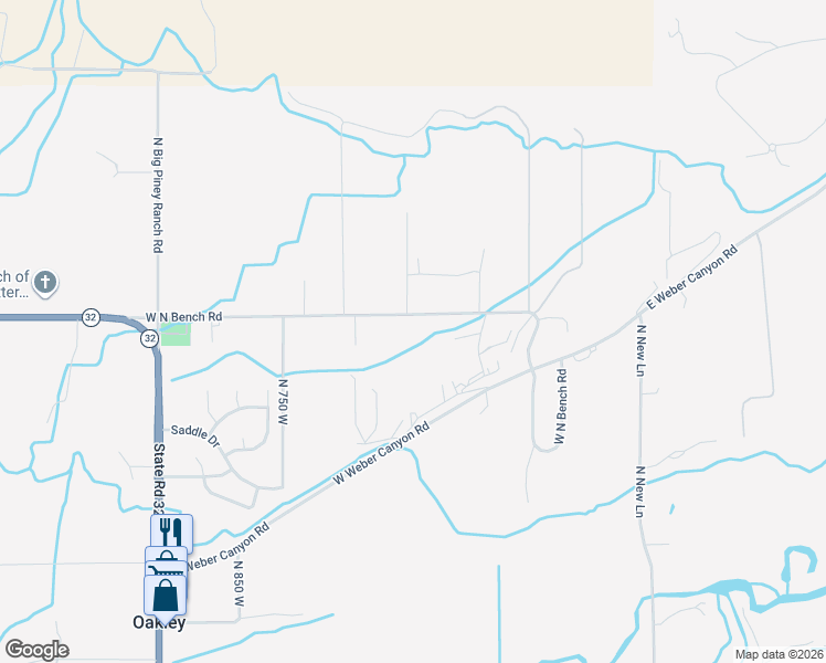 map of restaurants, bars, coffee shops, grocery stores, and more near 475 West North Bench Road in Oakley