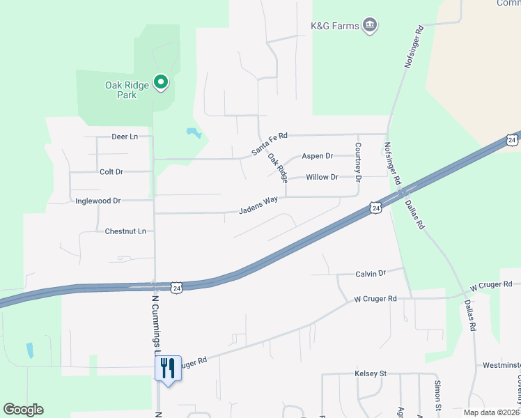map of restaurants, bars, coffee shops, grocery stores, and more near 1622 Jadens Way in Washington