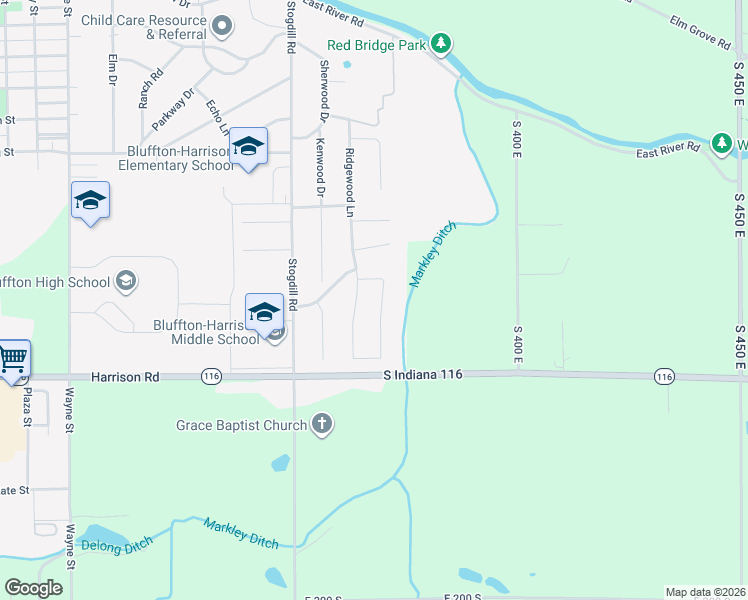 map of restaurants, bars, coffee shops, grocery stores, and more near 1440 Parlor City Drive in Bluffton