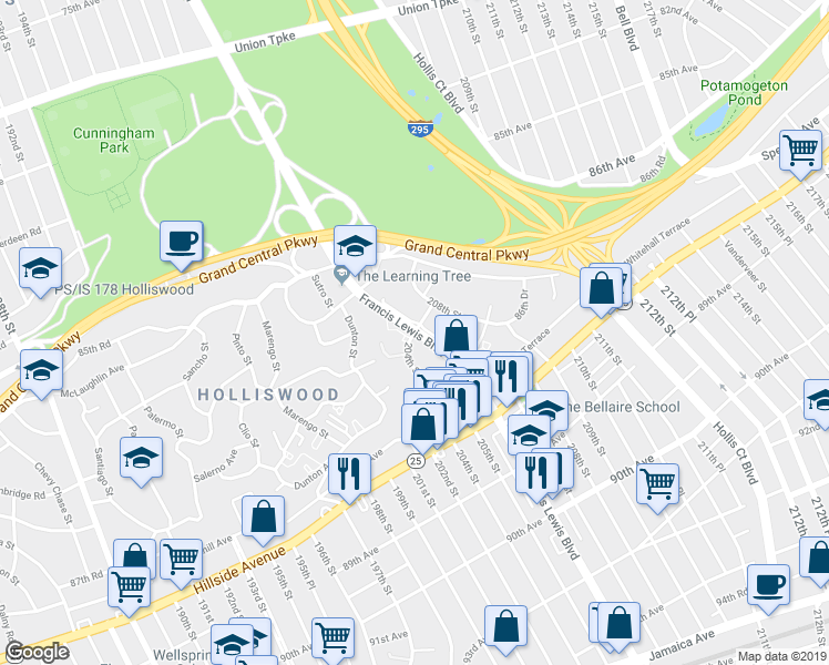 map of restaurants, bars, coffee shops, grocery stores, and more near in Queens