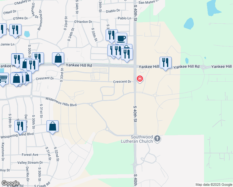 map of restaurants, bars, coffee shops, grocery stores, and more near 8820 S 38th Street in Lincoln