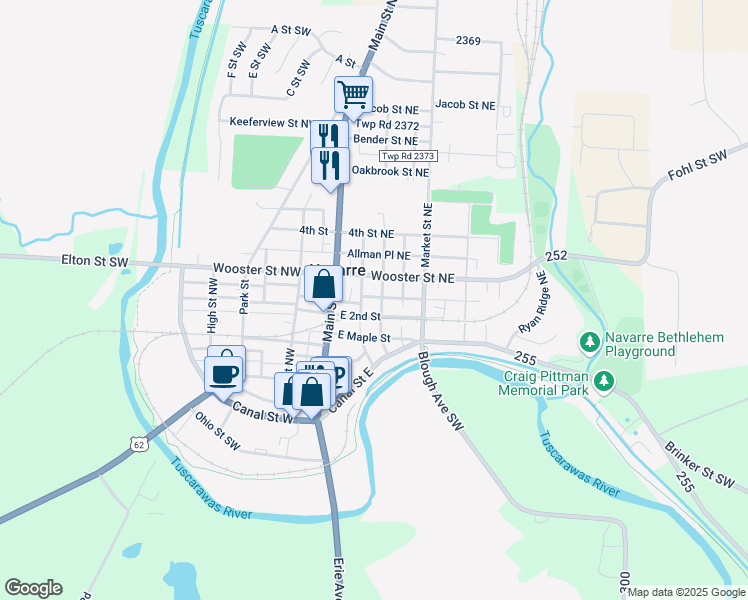 map of restaurants, bars, coffee shops, grocery stores, and more near 325 1551 in Navarre