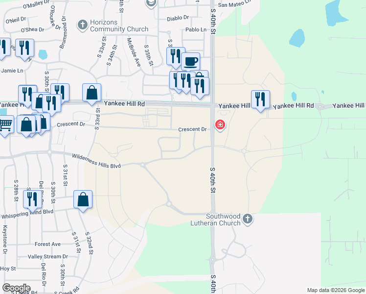 map of restaurants, bars, coffee shops, grocery stores, and more near 8820 S 38th Street in Lincoln
