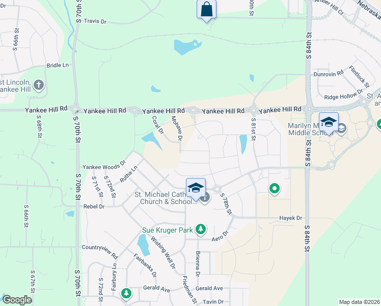 map of restaurants, bars, coffee shops, grocery stores, and more near 8700 Mohave Drive in Lincoln