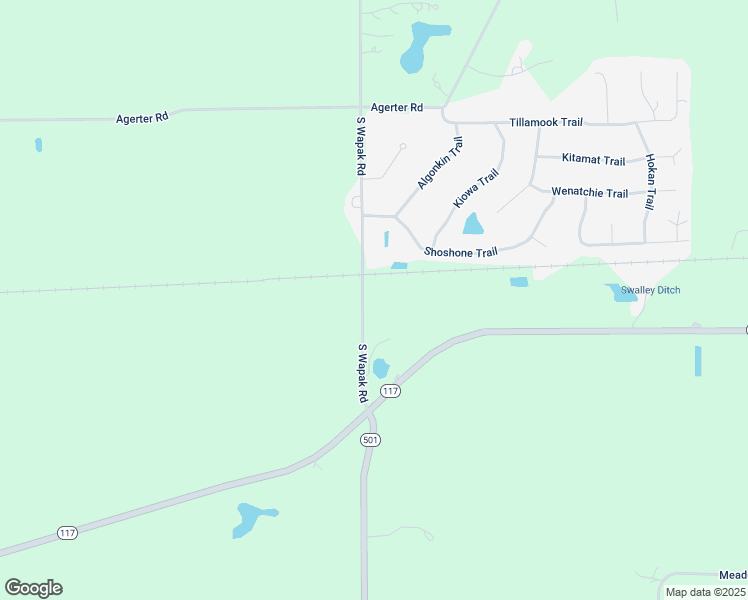 map of restaurants, bars, coffee shops, grocery stores, and more near 1135 South Wapak Road in Lima