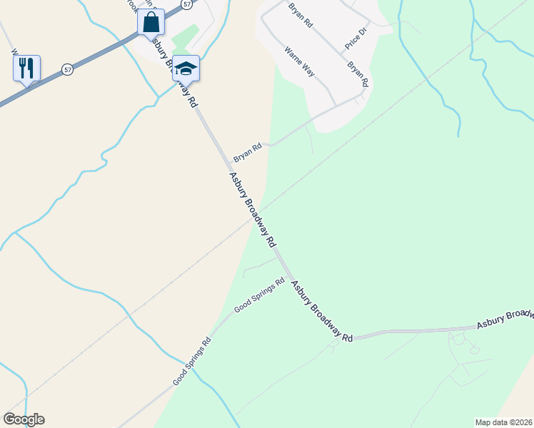 map of restaurants, bars, coffee shops, grocery stores, and more near 89 Asbury Broadway Road in Washington