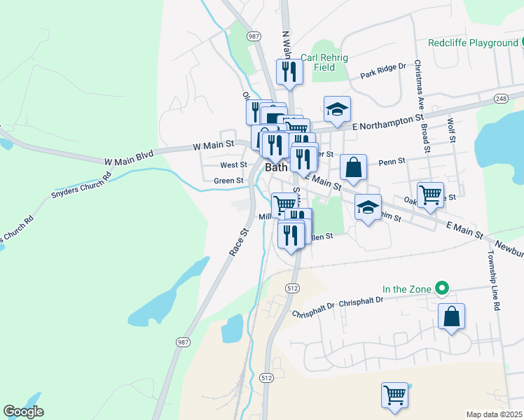 map of restaurants, bars, coffee shops, grocery stores, and more near 146 Mill Street in Bath