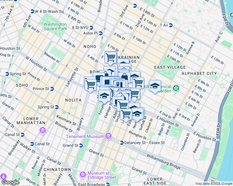 map of restaurants, bars, coffee shops, grocery stores, and more near in New York
