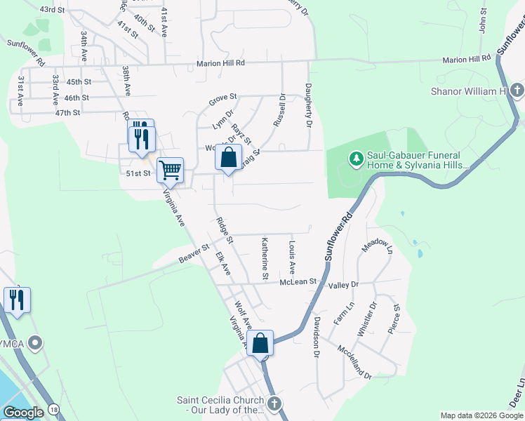 map of restaurants, bars, coffee shops, grocery stores, and more near 751 Charles Street in Rochester