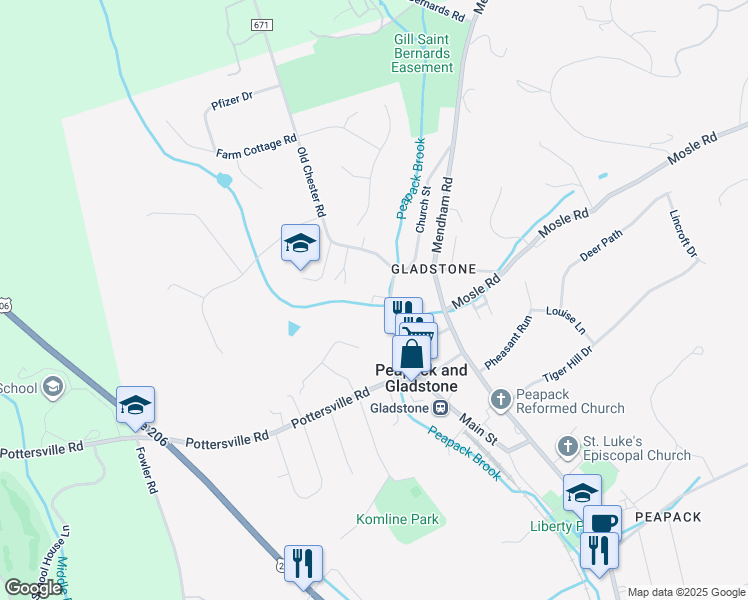 map of restaurants, bars, coffee shops, grocery stores, and more near 295 Main Street in Gladstone