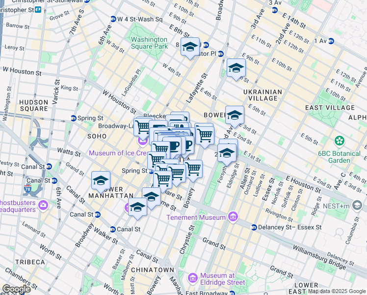 map of restaurants, bars, coffee shops, grocery stores, and more near in New York
