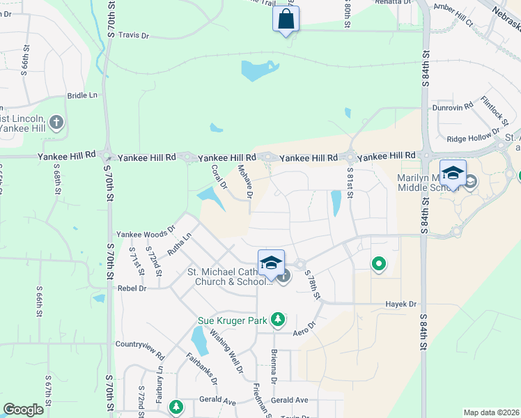 map of restaurants, bars, coffee shops, grocery stores, and more near 8700 Mohave Drive in Lincoln