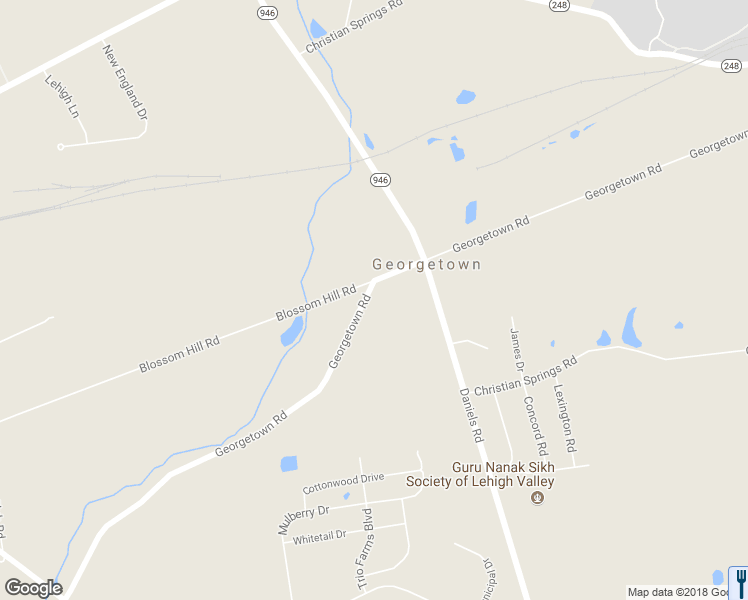 map of restaurants, bars, coffee shops, grocery stores, and more near 2835 Georgetown Road in Nazareth