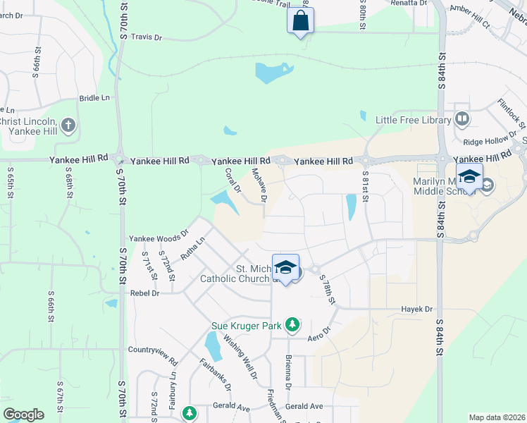 map of restaurants, bars, coffee shops, grocery stores, and more near 8700 Mohave Drive in Lincoln