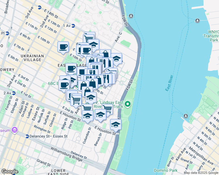 map of restaurants, bars, coffee shops, grocery stores, and more near in New York