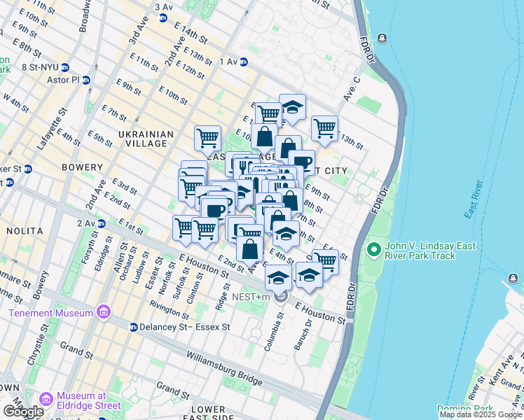 map of restaurants, bars, coffee shops, grocery stores, and more near in New York