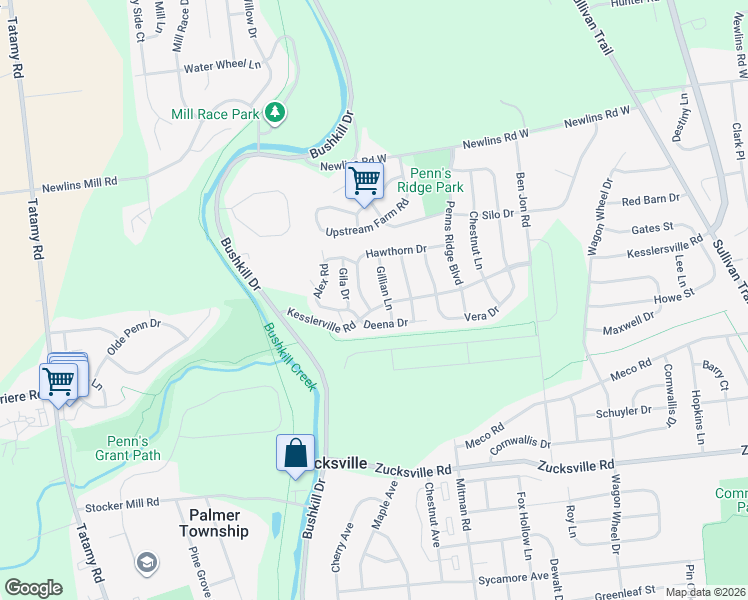 map of restaurants, bars, coffee shops, grocery stores, and more near 1705 Deena Drive in Easton