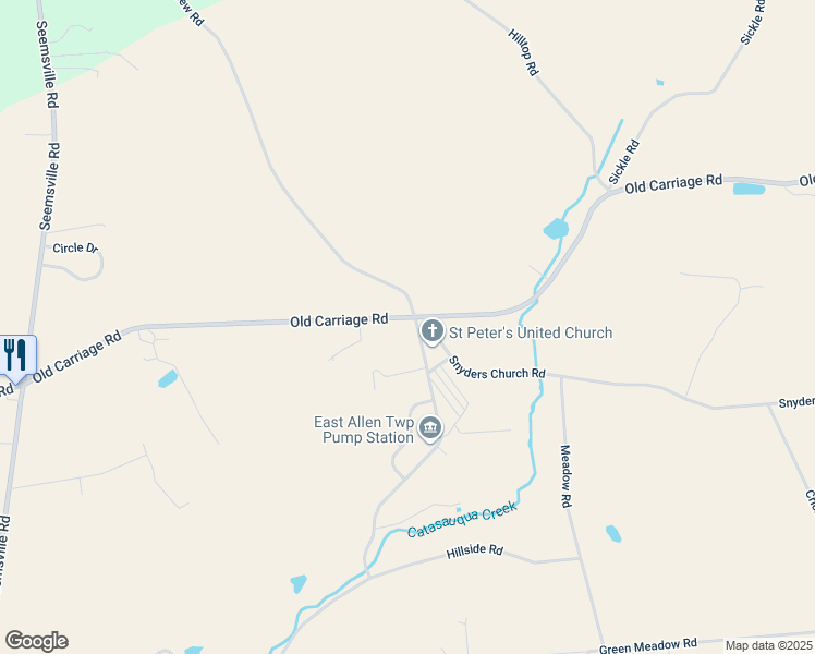 map of restaurants, bars, coffee shops, grocery stores, and more near 5198 Old Carriage Road in Northampton