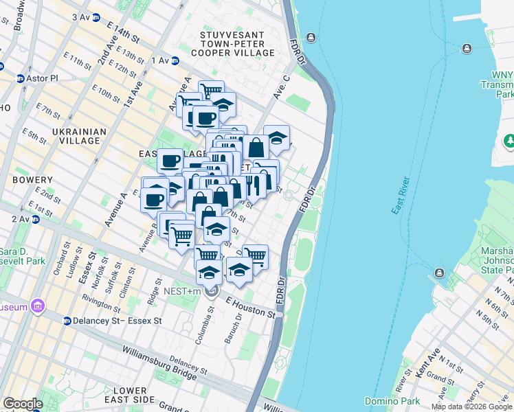 map of restaurants, bars, coffee shops, grocery stores, and more near 273 East 7th Street in New York