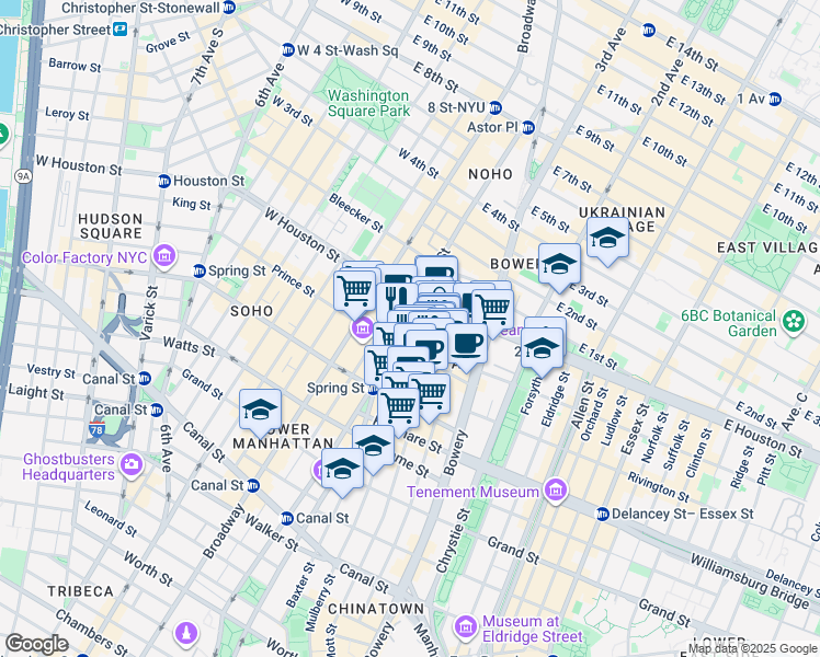 map of restaurants, bars, coffee shops, grocery stores, and more near in New York