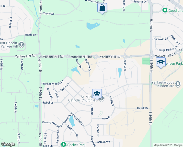 map of restaurants, bars, coffee shops, grocery stores, and more near 8700 Mohave Drive in Lincoln