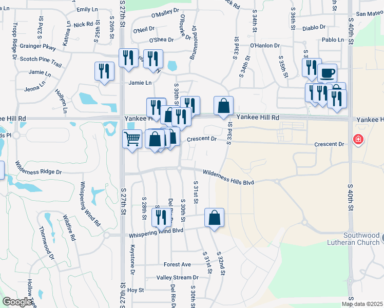map of restaurants, bars, coffee shops, grocery stores, and more near in Lincoln
