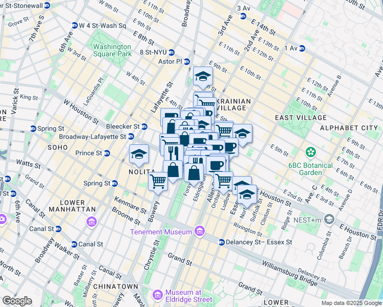map of restaurants, bars, coffee shops, grocery stores, and more near in New York