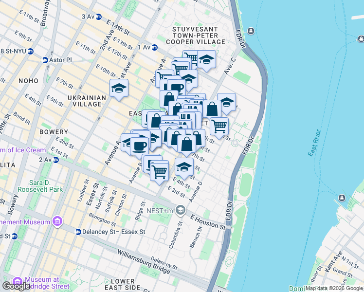 map of restaurants, bars, coffee shops, grocery stores, and more near in New York