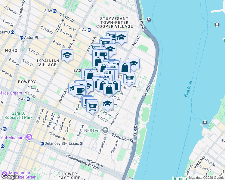 map of restaurants, bars, coffee shops, grocery stores, and more near in New York