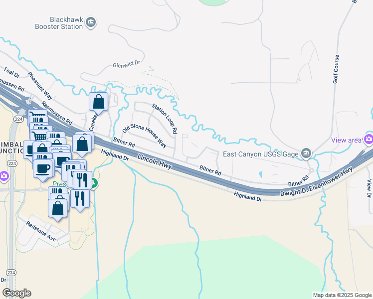 map of restaurants, bars, coffee shops, grocery stores, and more near 1010 Station Loop Road in Park City