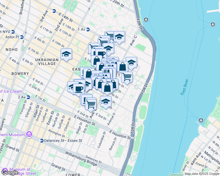 map of restaurants, bars, coffee shops, grocery stores, and more near in New York