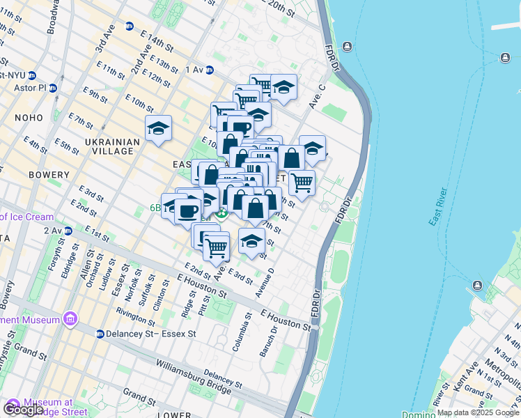 map of restaurants, bars, coffee shops, grocery stores, and more near in New York