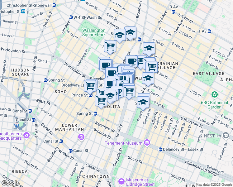 map of restaurants, bars, coffee shops, grocery stores, and more near in New York