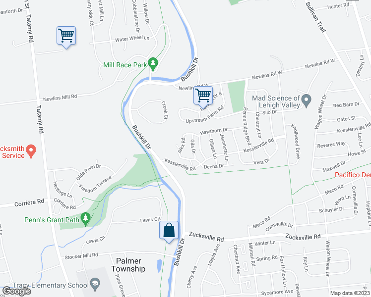 map of restaurants, bars, coffee shops, grocery stores, and more near 2141 Alex Road in Easton