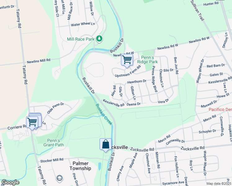 map of restaurants, bars, coffee shops, grocery stores, and more near 2141 Alex Road in Easton